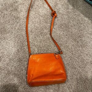 Vera Pelle Orange Crush Crossbody Purse